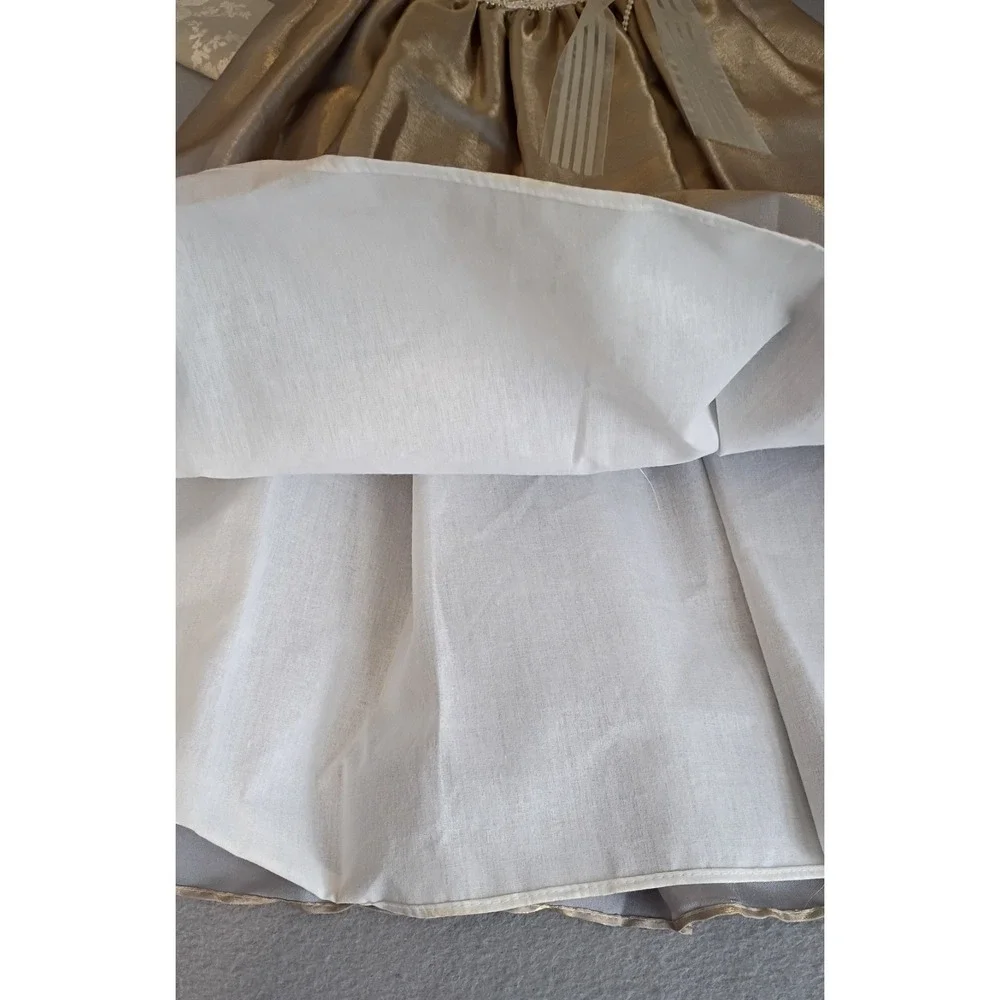 Vintage HoneyBee Victorian Girls Dress Sz 14 Gold Holiday Formal NWT (Has Flaws)